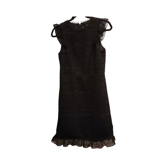 J CREW Cap-sleeve ruffle dress in mixed black lace - Picture 5 of 8